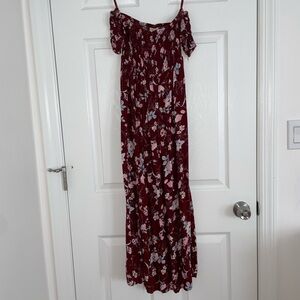 Japna Floral Maxi Dress - Burgundy and Blue